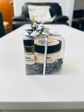 Load image into Gallery viewer, Ariel body butter and fragrance oil gift set with silver bow
