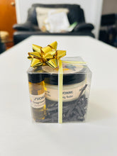 Load image into Gallery viewer, J'Vonne body butter and fragrance oil gift set with gold bow
