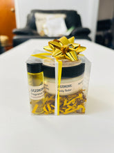 Load image into Gallery viewer, JaZmine body butter and fragrance oil gift set with gold bow

